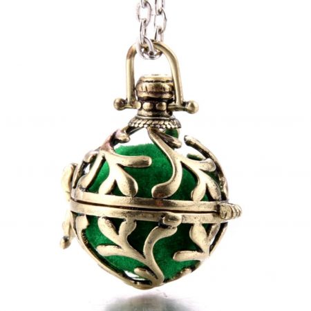 Hollow bronze Leaf Ball Pendant