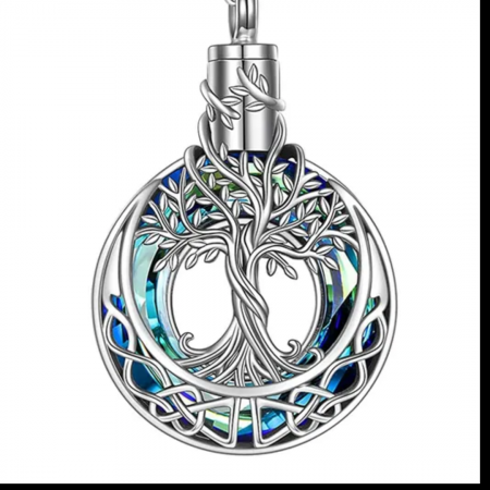 Hollow Crystal Tree of Life Cremation urn pendant